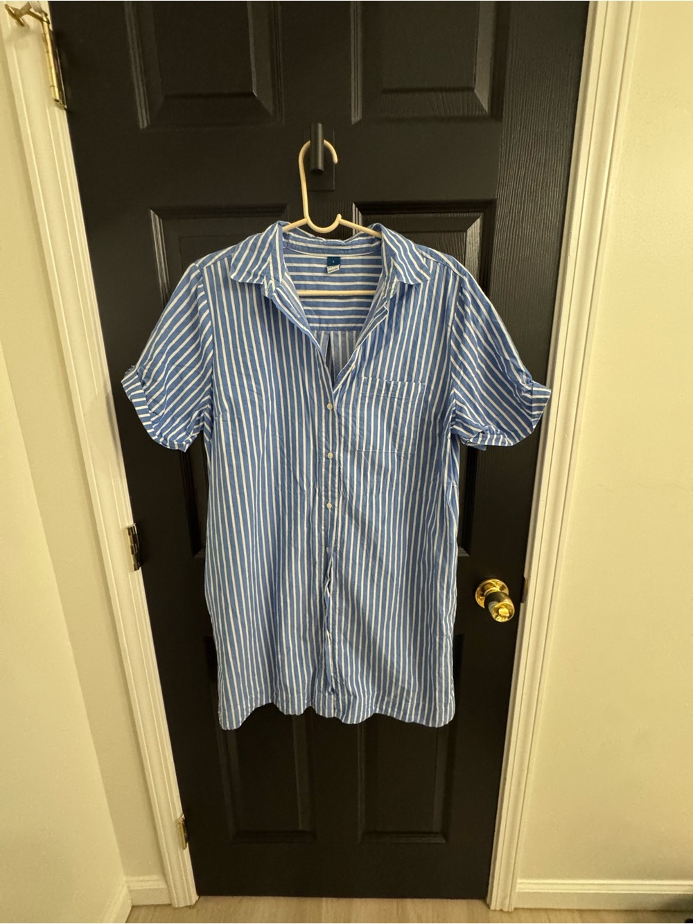 Old Navy Blue and White Striped Mini Shirt Dress